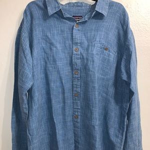 Patagonia long sleeve button casual shirt blue